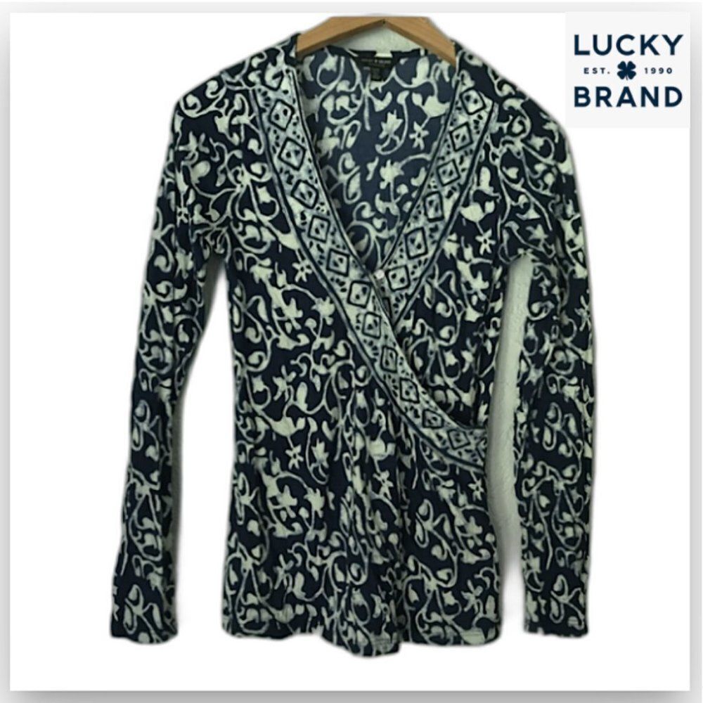 4 for $20 Lucky Brand Cross Over Floral Top (XS)